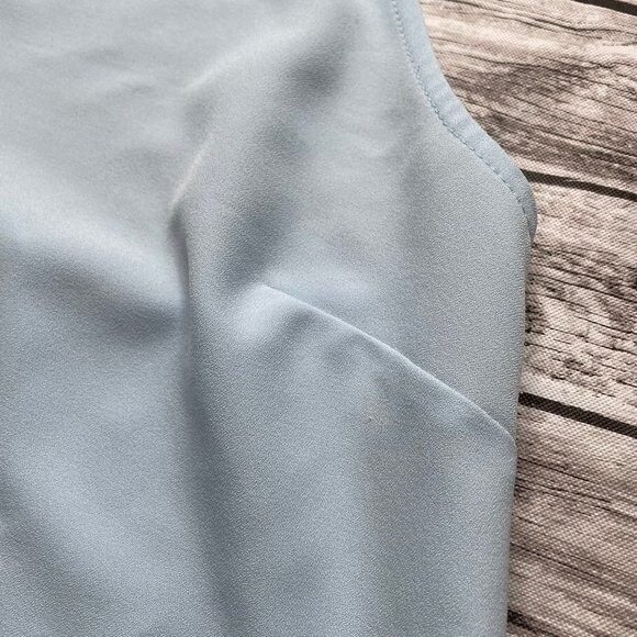 Forever 21 Halter Open Back Tank Top Button Closure Sheer Light Blue M Medium - Picture 6 of 12
